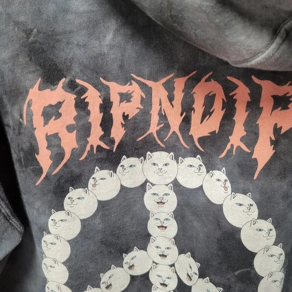‼️3/$30‼️ Ripndip Acid Wash Lightening Tie Dye Cat Peace Sign Nerm Hoodie Small - Picture 12 of 12